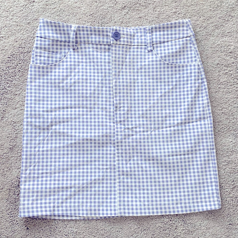Purple gingham pencil skirt